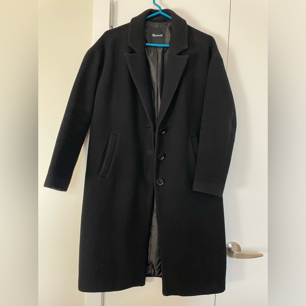 Madewell black wool long coat